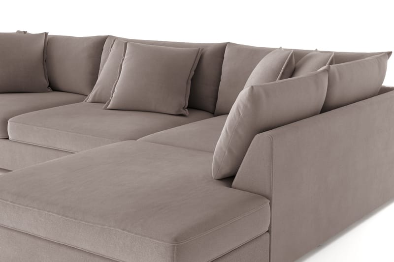 Rossita Lyx 4-seter Ekstra dyp Sofa med Sjeselong Høyre - Brun Stoff - Møbler - Sofaer - Sofaer med sjeselong - 4 seters sofa med divan