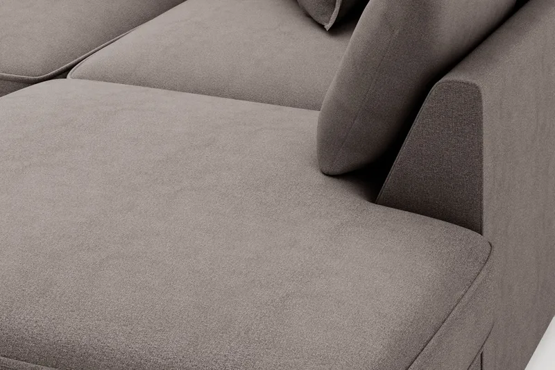 Rossita Lyx 4-seter Ekstra dyp Sofa med Sjeselong Høyre - Brun Stoff - Møbler - Sofaer - Sofaer med sjeselong - 4 seters sofa med divan