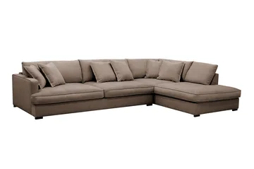 Rossita Lyx 4-seter Ekstra dyp Sofa med Sjeselong Høyre - Brun Stoff - Møbler - Sofaer - Sofaer med sjeselong - 4 seters sofa med divan