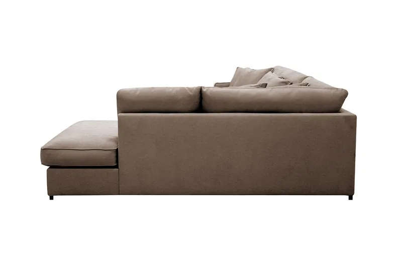 Rossita Lyx 4-seter Ekstra dyp Sofa med Sjeselong Høyre - Brun Stoff - Møbler - Sofaer - Sofaer med sjeselong - 4 seters sofa med divan