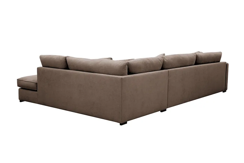 Rossita Lyx 4-seter Ekstra dyp Sofa med Sjeselong Høyre - Brun Stoff - Møbler - Sofaer - Sofaer med sjeselong - 4 seters sofa med divan