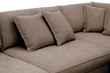 Rossita Lyx 4-seter Ekstra dyp Sofa med Sjeselong Høyre - Brun Stoff - Møbler - Sofaer - Sofaer med sjeselong - 4 seters sofa med divan