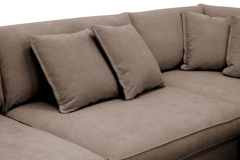 Rossita Lyx 4-seter Ekstra dyp Sofa med Sjeselong Høyre - Brun Stoff - Møbler - Sofaer - Sofaer med sjeselong - 4 seters sofa med divan