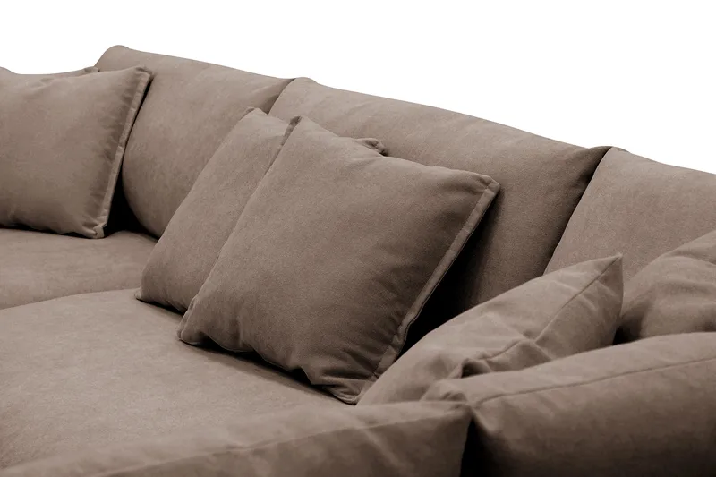 Rossita Lyx 4-seter Ekstra dyp Sofa med Sjeselong Høyre - Brun Stoff - Møbler - Sofaer - Sofaer med sjeselong - 4 seters sofa med divan