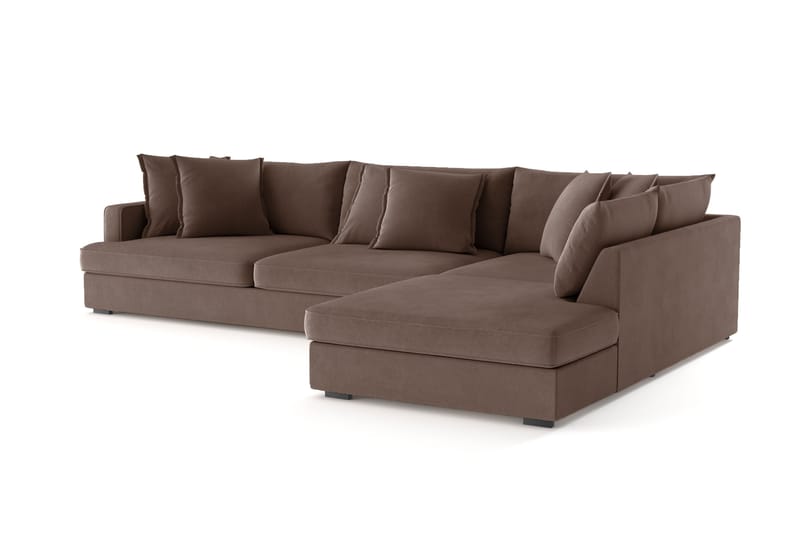 Rossita Lyx 4-seter Ekstra dyp Sofa med Sjeselong Høyre - Brun Stoff - Møbler - Sofaer - Sofaer med sjeselong - 4 seters sofa med divan