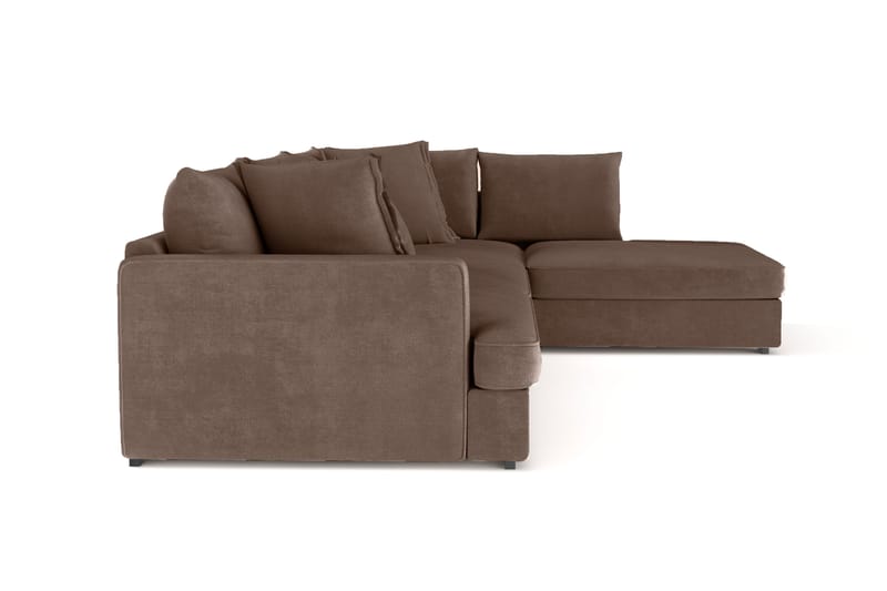 Rossita Lyx 4-seter Ekstra dyp Sofa med Sjeselong Høyre - Brun Stoff - Møbler - Sofaer - Sofaer med sjeselong - 4 seters sofa med divan