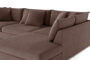 Rossita Lyx 4-seter Ekstra dyp Sofa med Sjeselong Høyre - Brun Stoff - Møbler - Sofaer - Sofaer med sjeselong - 4 seters sofa med divan