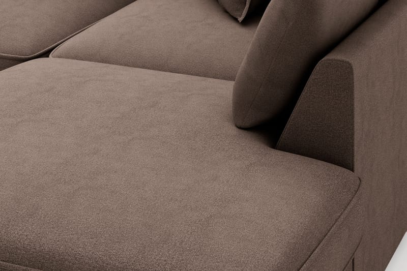 Rossita Lyx 4-seter Ekstra dyp Sofa med Sjeselong Høyre - Brun Stoff - Møbler - Sofaer - Sofaer med sjeselong - 4 seters sofa med divan