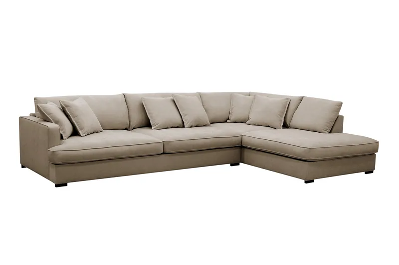 Rossita Lyx 4-seter Ekstra dyp Sofa med Sjeselong Høyre - Brun Stoff - Møbler - Sofaer - Sofaer med sjeselong - 4 seters sofa med divan