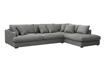 Rossita Lyx 4-seter Ekstra dyp Sofa med Sjeselong Høyre - Grå Chenille - Møbler - Sofaer - Sofaer med sjeselong - 4 seters sofa med divan