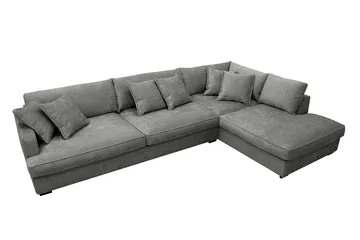 Rossita Lyx 4-seter Ekstra dyp Sofa med Sjeselong Høyre - Grå Chenille - Møbler - Sofaer - Sofaer med sjeselong - 4 seters sofa med divan