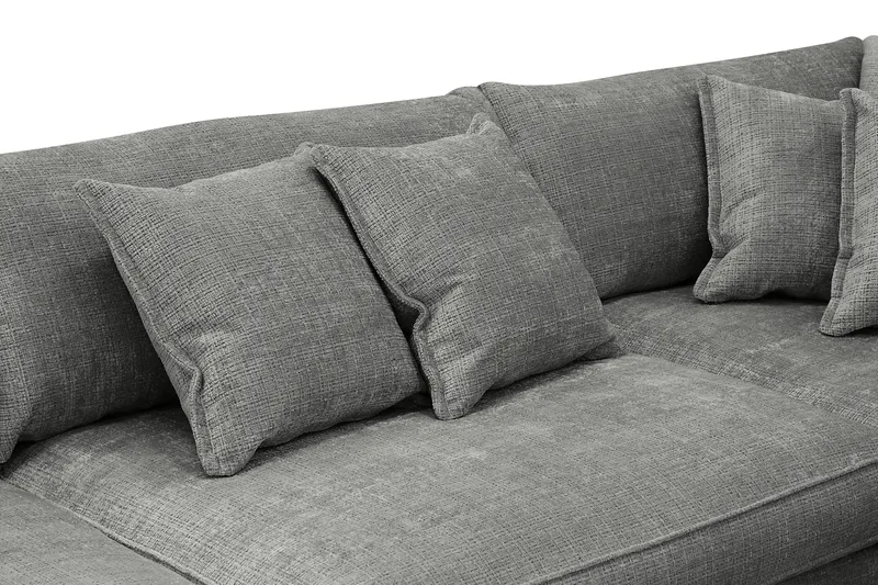 Rossita Lyx 4-seter Ekstra dyp Sofa med Sjeselong Høyre - Grå Chenille - Møbler - Sofaer - Sofaer med sjeselong - 4 seters sofa med divan