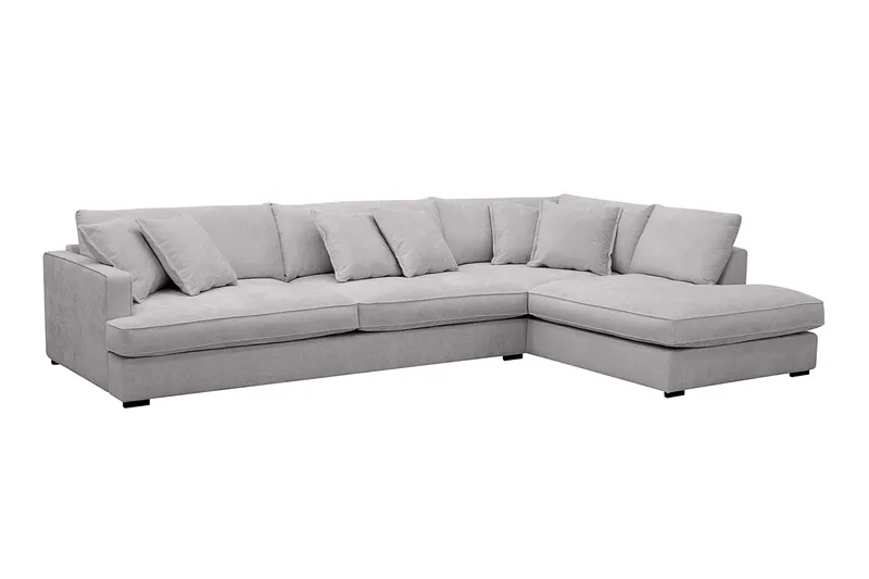 Rossita Lyx 4-seter Ekstra dyp Sofa med Sjeselong Høyre - Grå Chenille - Møbler - Sofaer - Sofaer med sjeselong - 4 seters sofa med divan