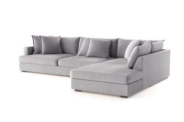 Rossita Lyx 4-seter Ekstra dyp Sofa med Sjeselong Høyre - Grå Chenille - Møbler - Sofaer - Sofaer med sjeselong - 4 seters sofa med divan