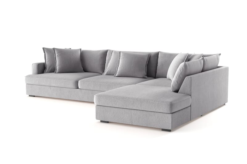 Rossita Lyx 4-seter Ekstra dyp Sofa med Sjeselong Høyre - Grå Chenille - Møbler - Sofaer - Sofaer med sjeselong - 4 seters sofa med divan
