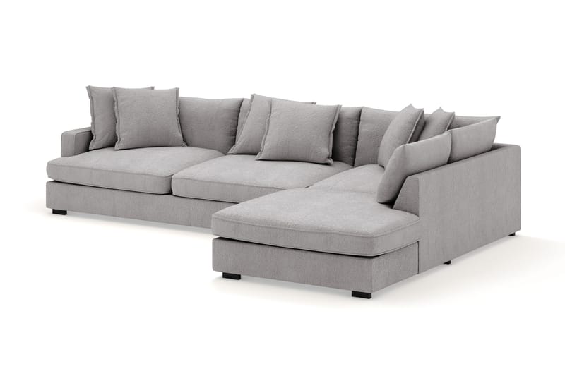 Rossita Lyx 4-seter Ekstra dyp Sofa med Sjeselong Høyre - Grå Chenille - Møbler - Sofaer - Sofaer med sjeselong - 4 seters sofa med divan