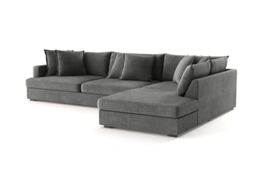 Rossita Lyx 4-seter Ekstra dyp Sofa med Sjeselong Høyre - Grå Chenille - Møbler - Sofaer - Sofaer med sjeselong - 4 seters sofa med divan