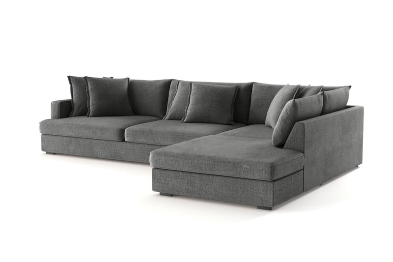 Rossita Lyx 4-seter Ekstra dyp Sofa med Sjeselong Høyre - Grå Chenille - Møbler - Sofaer - Sofaer med sjeselong - 4 seters sofa med divan