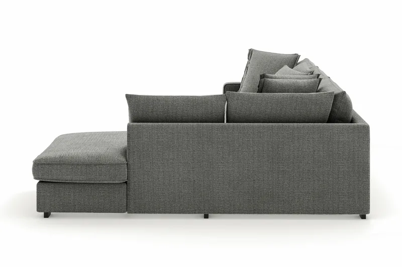 Rossita Lyx 4-seter Ekstra dyp Sofa med Sjeselong Høyre - Grå Chenille - Møbler - Sofaer - Sofaer med sjeselong - 4 seters sofa med divan