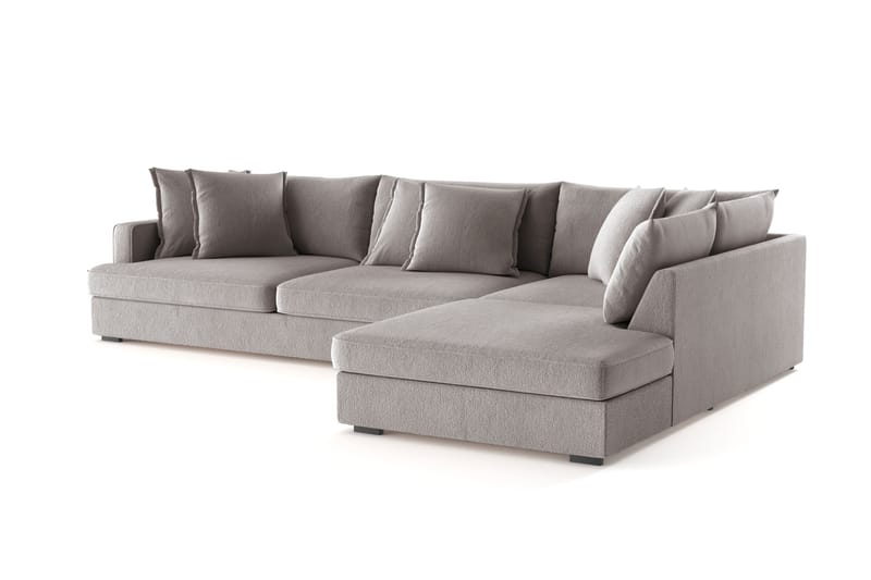 Rossita Lyx 4-seter Ekstra dyp Sofa med Sjeselong Høyre - Grå/Brun Chenille - Møbler - Sofaer - Sofaer med sjeselong - 4 seters sofa med divan