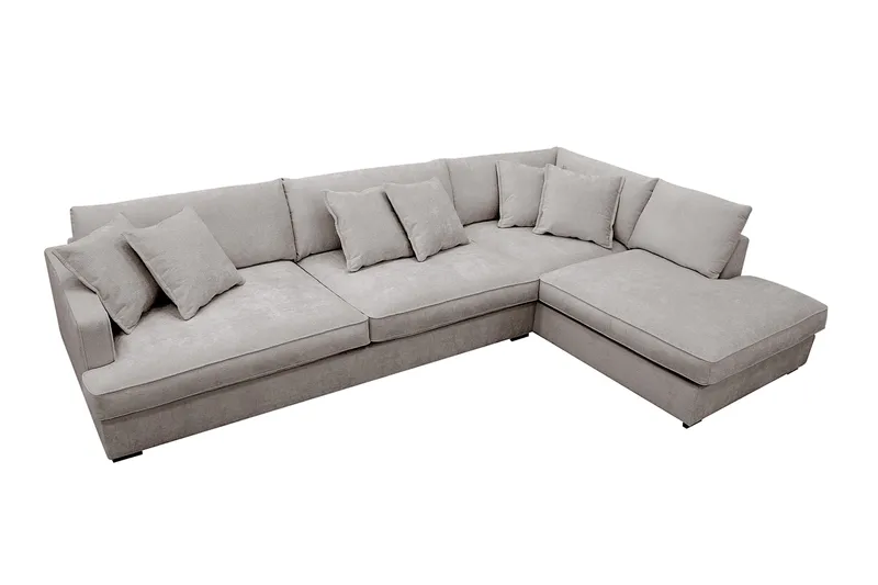 Rossita Lyx 4-seter Ekstra dyp Sofa med Sjeselong Høyre - Grå/Brun Chenille - Møbler - Sofaer - Sofaer med sjeselong - 4 seters sofa med divan