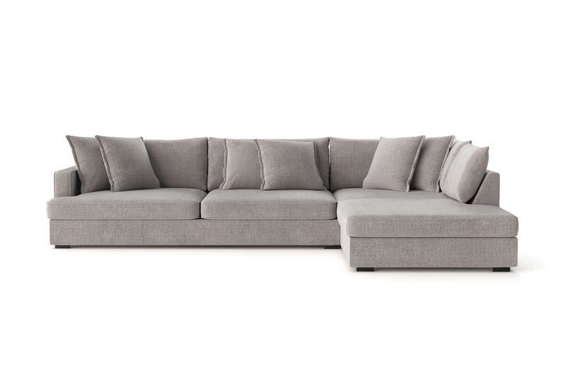 Rossita Lyx 4-seter Ekstra dyp Sofa med Sjeselong Høyre - Lysegrå Chenille - Møbler - Sofaer - Sofaer med sjeselong - 4 seters sofa med divan
