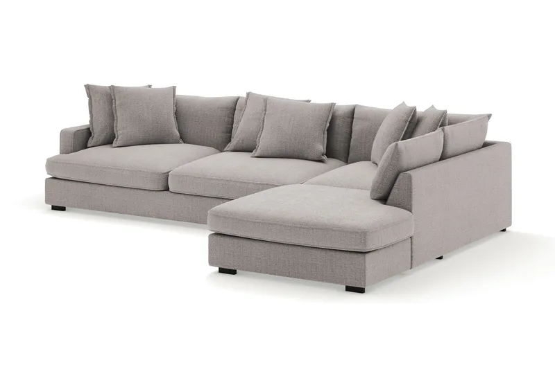 Rossita Lyx 4-seter Ekstra dyp Sofa med Sjeselong Høyre - Lysegrå Chenille - Møbler - Sofaer - Sofaer med sjeselong - 4 seters sofa med divan