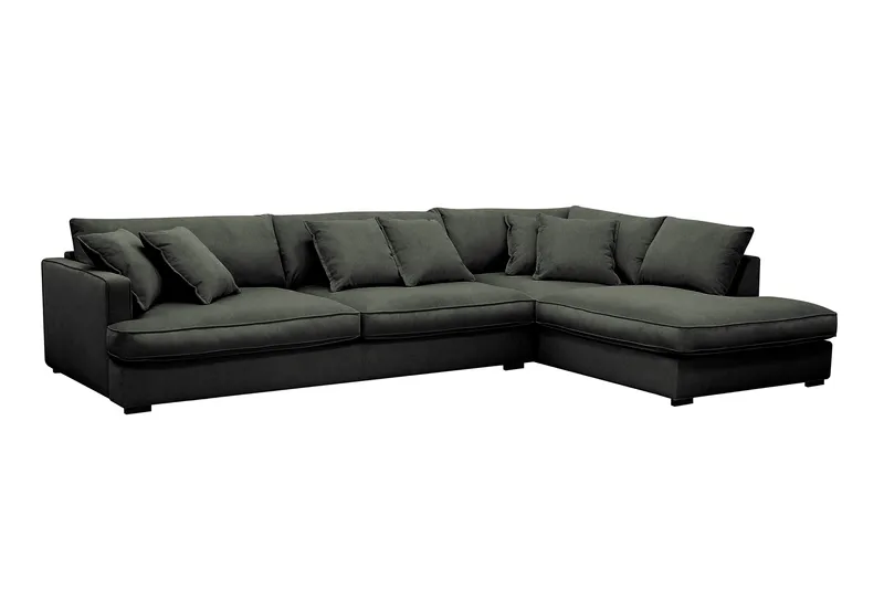 Rossita Lyx 4-seter Ekstra dyp Sofa med Sjeselong Høyre - Mørk grønn Kordfløyel - Møbler - Sofaer - Sofaer med sjeselong - 4 seters sofa med divan