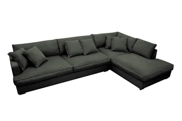 Rossita Lyx 4-seter Ekstra dyp Sofa med Sjeselong Høyre - Mørk grønn Kordfløyel - Møbler - Sofaer - Sofaer med sjeselong - 4 seters sofa med divan