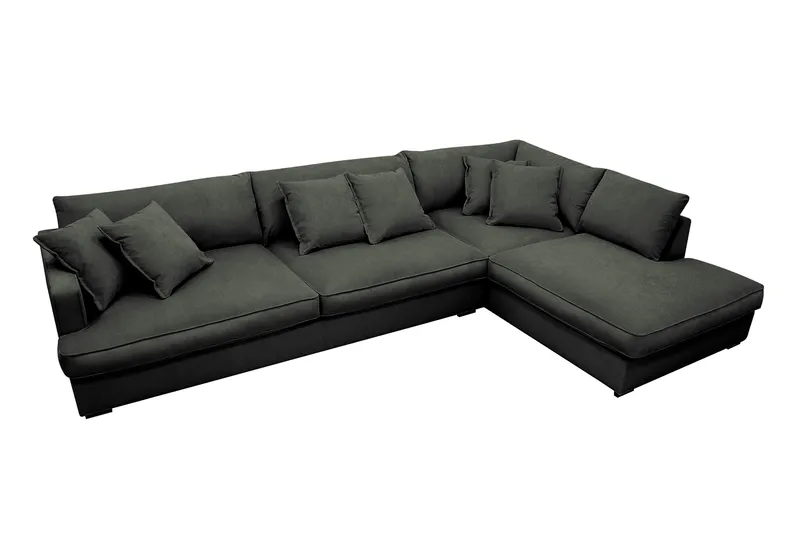 Rossita Lyx 4-seter Ekstra dyp Sofa med Sjeselong Høyre - Mørk grønn Kordfløyel - Møbler - Sofaer - Sofaer med sjeselong - 4 seters sofa med divan