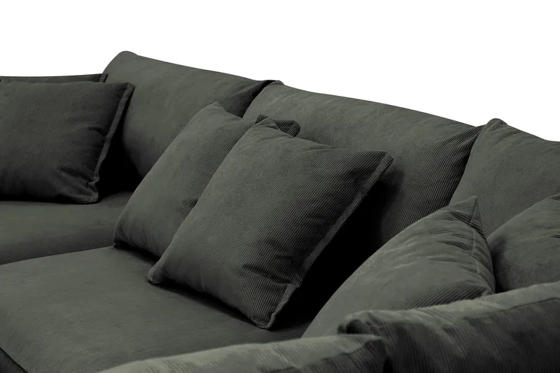 Rossita Lyx 4-seter Ekstra dyp Sofa med Sjeselong Høyre - Mørk grønn Kordfløyel - Møbler - Sofaer - Sofaer med sjeselong - 4 seters sofa med divan
