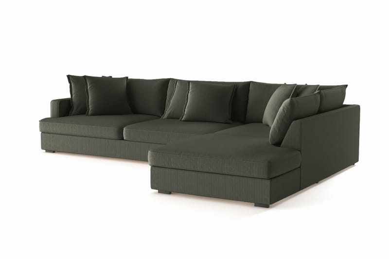 Rossita Lyx 4-seter Ekstra dyp Sofa med Sjeselong Høyre - Mørk grønn Kordfløyel - Møbler - Sofaer - Sofaer med sjeselong - 4 seters sofa med divan