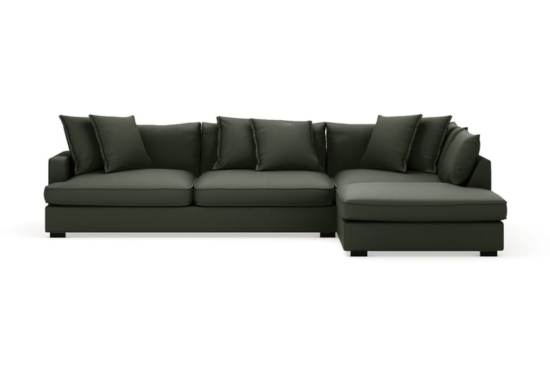 Rossita Lyx 4-seter Ekstra dyp Sofa med Sjeselong Høyre, Mørk grønn Kordfløyel