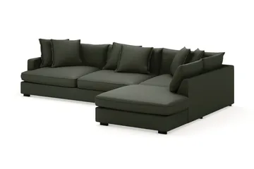 Rossita Lyx 4-seter Ekstra dyp Sofa med Sjeselong Høyre - Mørk grønn Kordfløyel - Møbler - Sofaer - Sofaer med sjeselong - 4 seters sofa med divan