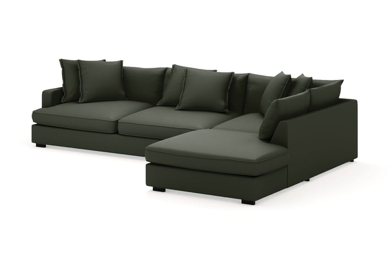 Rossita Lyx 4-seter Ekstra dyp Sofa med Sjeselong Høyre - Mørk grønn Kordfløyel - Møbler - Sofaer - Sofaer med sjeselong - 4 seters sofa med divan