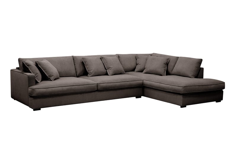 Rossita Lyx 4-seter Ekstra dyp Sofa med Sjeselong Høyre - Mørkegrå Kordfløyel - Møbler - Sofaer - Sofaer med sjeselong - 4 seters sofa med divan