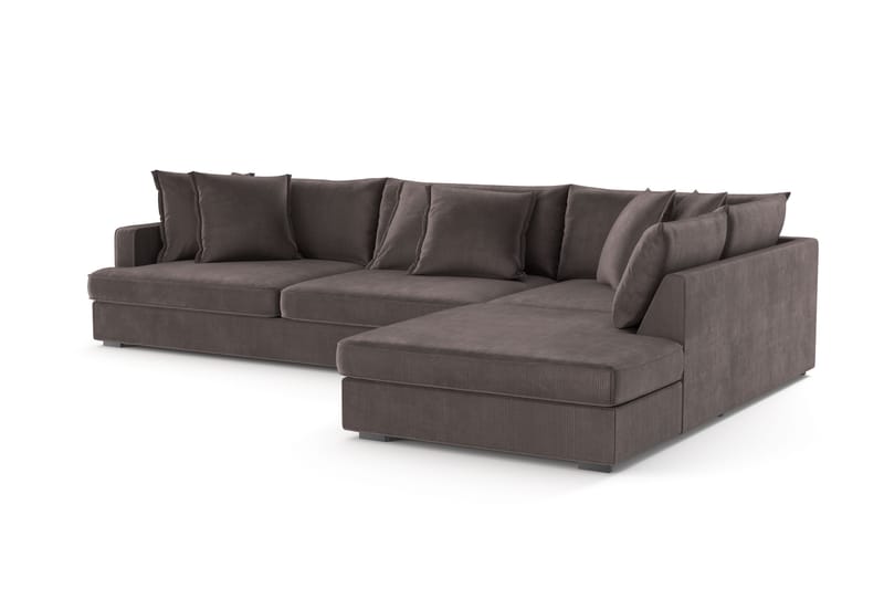 Rossita Lyx 4-seter Ekstra dyp Sofa med Sjeselong Høyre - Mørkegrå Kordfløyel - Møbler - Sofaer - Sofaer med sjeselong - 4 seters sofa med divan
