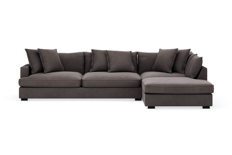 Rossita Lyx 4-seter Ekstra dyp Sofa med Sjeselong Høyre - Mørkegrå Kordfl�øyel - Møbler - Sofaer - Sofaer med sjeselong - 4 seters sofa med divan