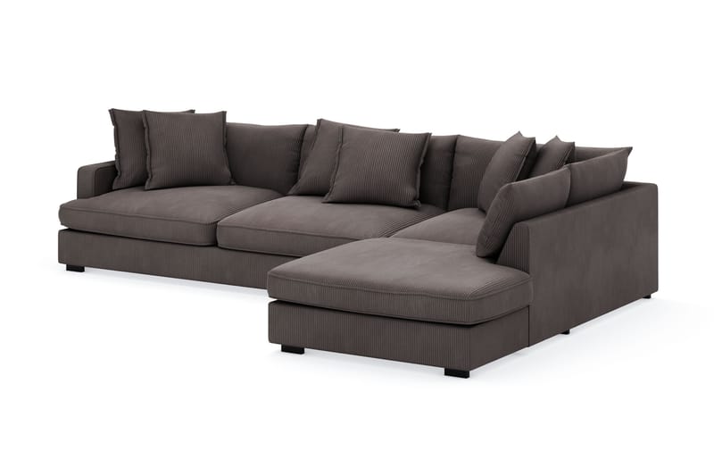 Rossita Lyx 4-seter Ekstra dyp Sofa med Sjeselong Høyre - Mørkegrå Kordfløyel - Møbler - Sofaer - Sofaer med sjeselong - 4 seters sofa med divan