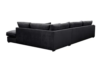 Rossita Lyx 4-seter Ekstra dyp Sofa med Sjeselong Høyre - Svart Chenille - Møbler - Sofaer - Sofaer med sjeselong - 4 seters sofa med divan