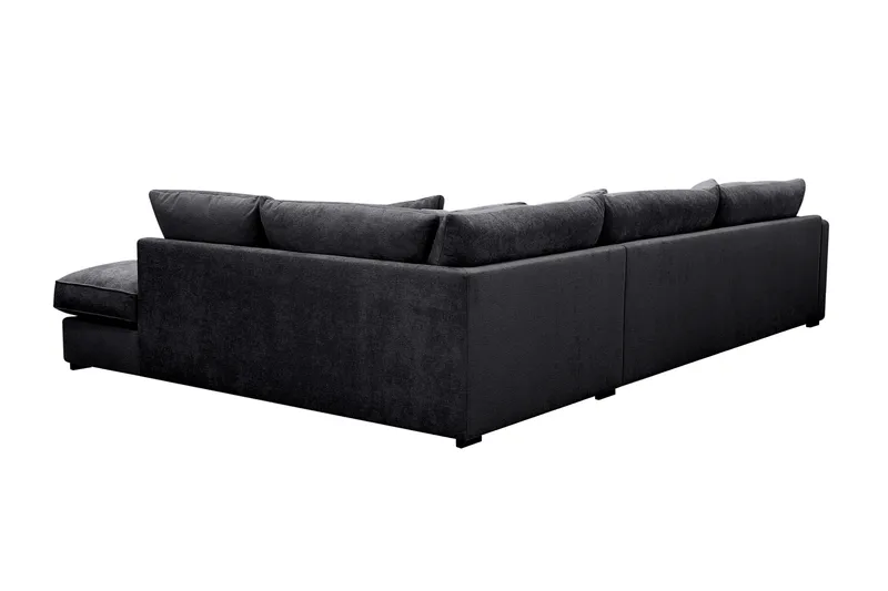 Rossita Lyx 4-seter Ekstra dyp Sofa med Sjeselong Høyre - Svart Chenille - Møbler - Sofaer - Sofaer med sjeselong - 4 seters sofa med divan