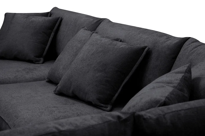 Rossita Lyx 4-seter Ekstra dyp Sofa med Sjeselong Høyre - Svart Chenille - Møbler - Sofaer - Sofaer med sjeselong - 4 seters sofa med divan