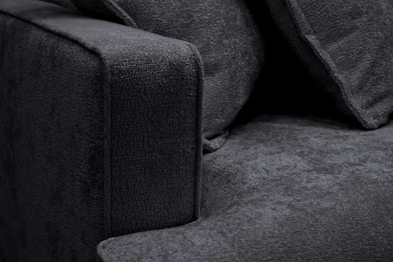 Rossita Lyx 4-seter Ekstra dyp Sofa med Sjeselong Høyre - Svart Chenille - Møbler - Sofaer - Sofaer med sjeselong - 4 seters sofa med divan