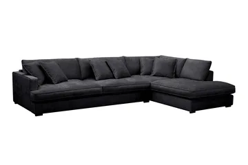 Rossita Lyx 4-seter Ekstra dyp Sofa med Sjeselong Høyre - Svart Chenille - Møbler - Sofaer - Sofaer med sjeselong - 4 seters sofa med divan