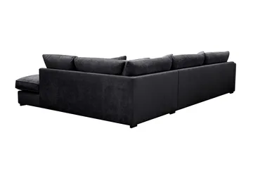 Rossita Lyx 4-seter Ekstra dyp Sofa med Sjeselong Høyre - Svart Chenille - Møbler - Sofaer - Sofaer med sjeselong - 4 seters sofa med divan