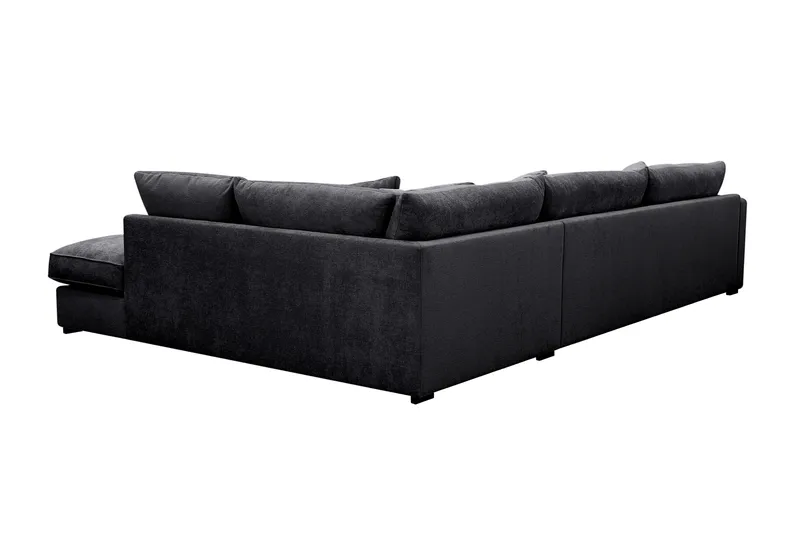 Rossita Lyx 4-seter Ekstra dyp Sofa med Sjeselong Høyre - Svart Chenille - Møbler - Sofaer - Sofaer med sjeselong - 4 seters sofa med divan