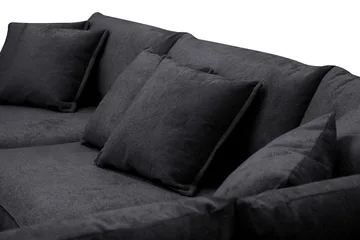 Rossita Lyx 4-seter Ekstra dyp Sofa med Sjeselong Høyre - Svart Chenille - Møbler - Sofaer - Sofaer med sjeselong - 4 seters sofa med divan