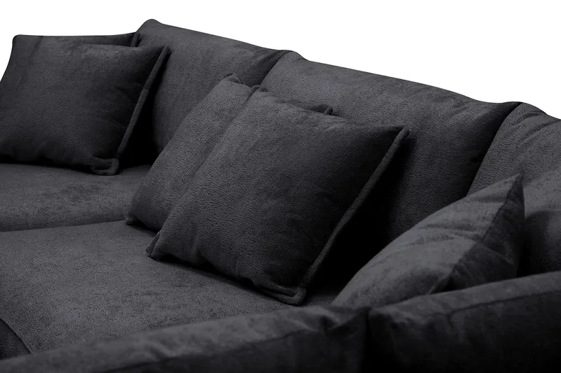 Rossita Lyx 4-seter Ekstra dyp Sofa med Sjeselong Høyre - Svart Chenille - Møbler - Sofaer - Sofaer med sjeselong - 4 seters sofa med divan