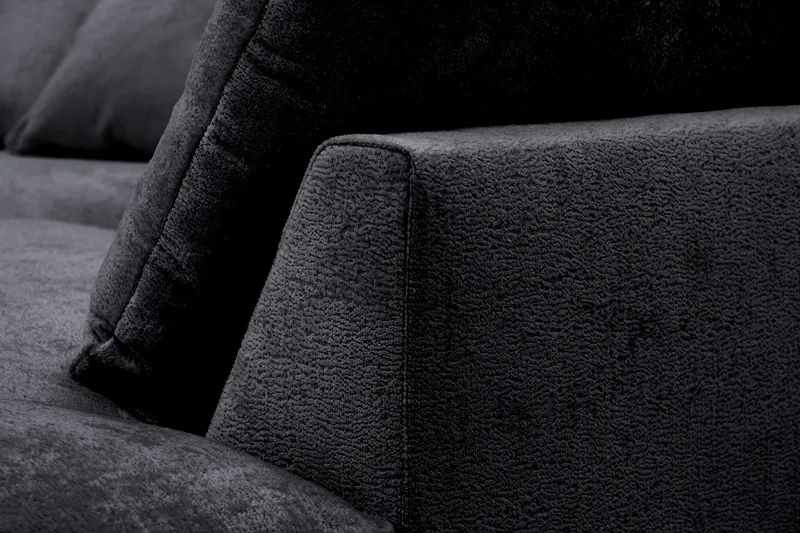 Rossita Lyx 4-seter Ekstra dyp Sofa med Sjeselong Høyre - Svart Chenille - Møbler - Sofaer - Sofaer med sjeselong - 4 seters sofa med divan