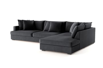 Rossita Lyx 4-seter Ekstra dyp Sofa med Sjeselong Høyre - Svart Chenille - Møbler - Sofaer - Sofaer med sjeselong - 4 seters sofa med divan
